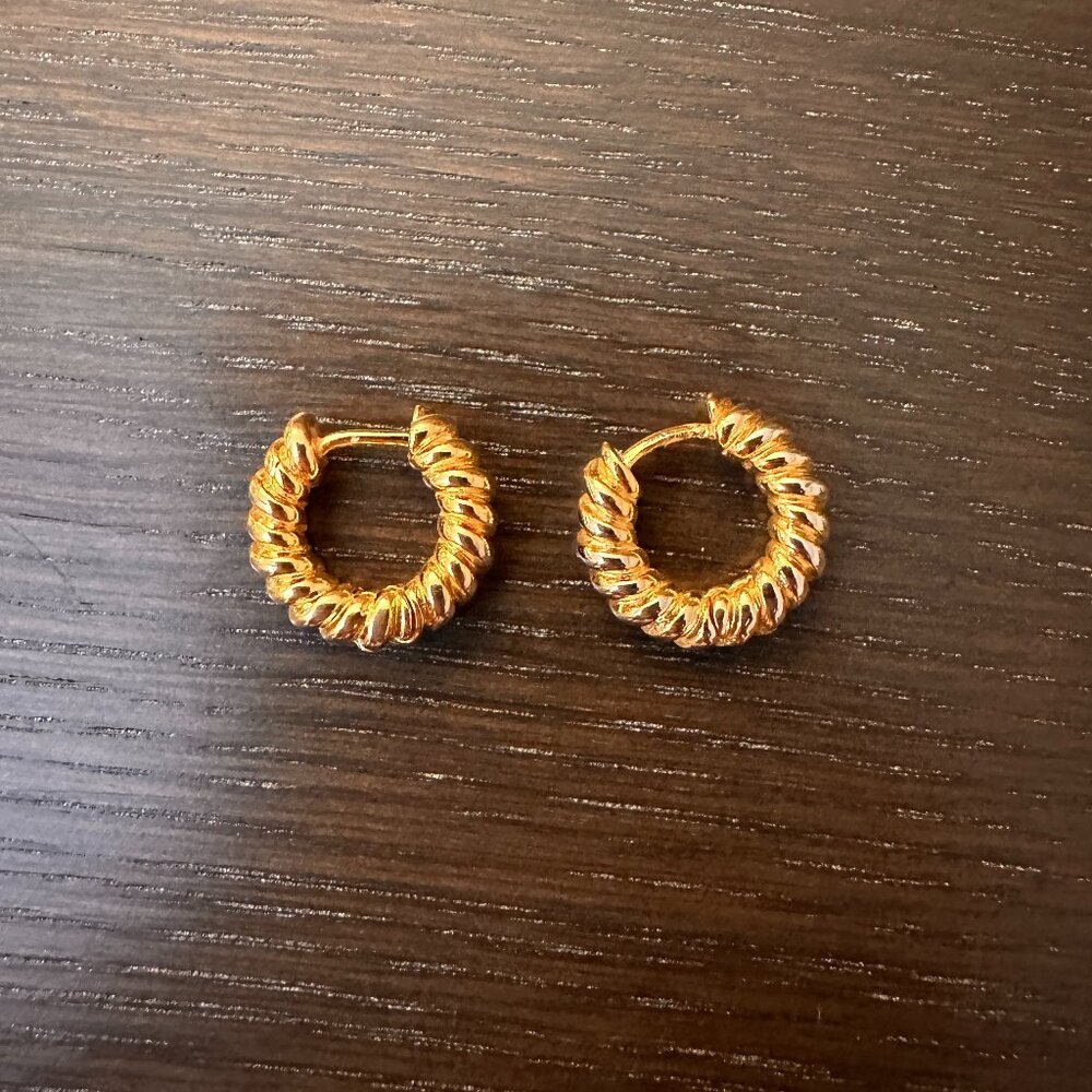 Gold Twisted Metal Huggie Earrings